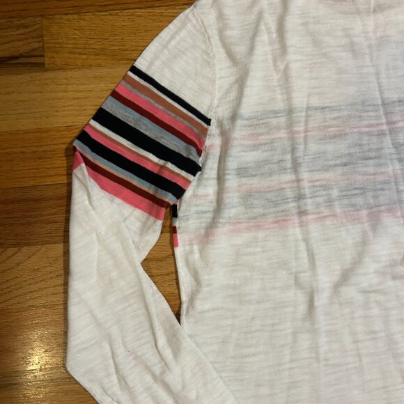 Womens 360 Sweater White Multicolor Striped Light Knit Cotton Sweater XS COLOR: - Picture 8 of 10